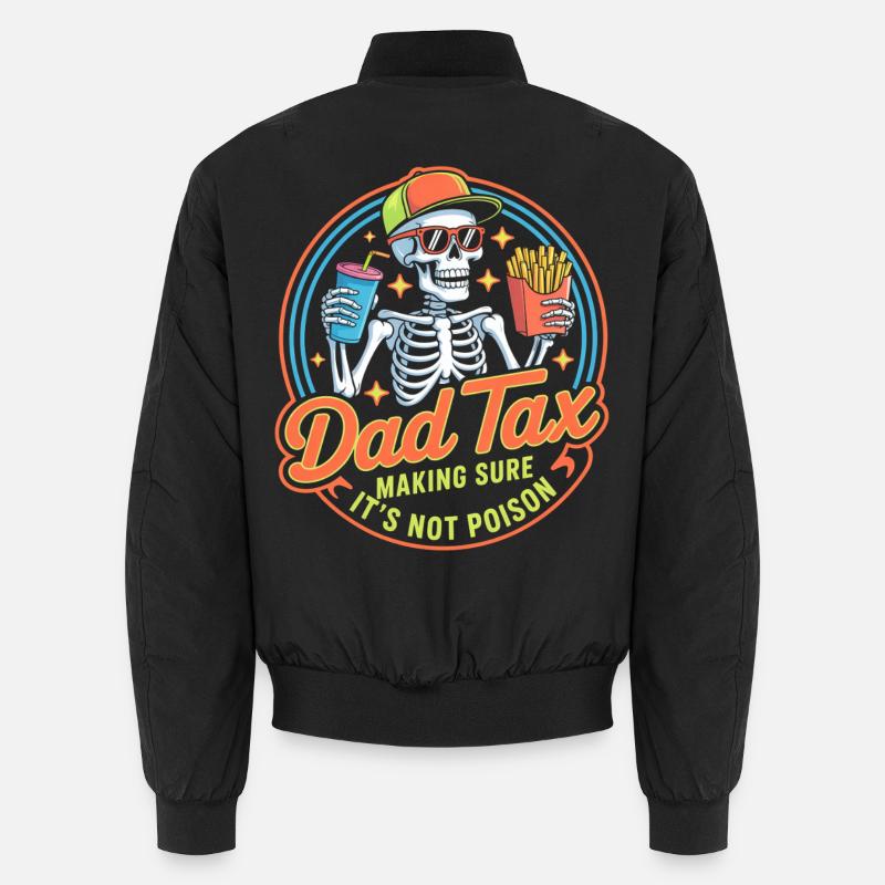 Dad Tax Skeleton Snacking Tee - Unisex Bomber Jacket - black