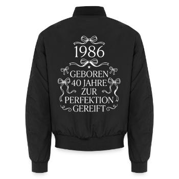 Jahrgang 1986 40 Jahre Perfektion - Unisex Bomberjacke - Schwarz - Hinten - AI Model Male 185 light (185cm)