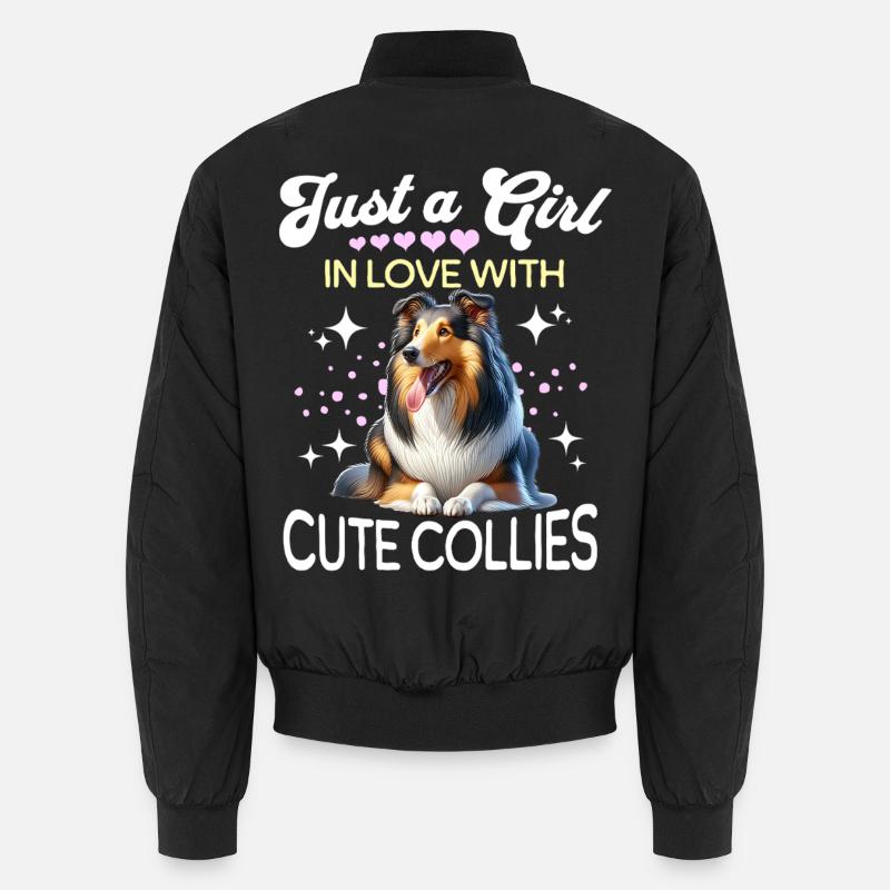 Langhaar Collie Mädchen - Unisex Bomberjacke - Schwarz