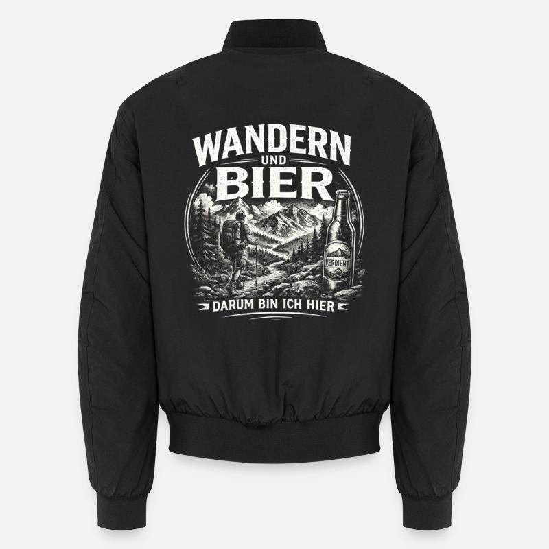 Wandern und Bier Berg Abenteuer - Unisex Bomberjacke - Schwarz