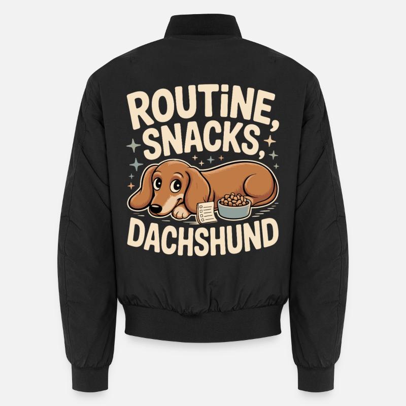 Routine Snacks Dachshund - Unisex Bomber Jacket - black