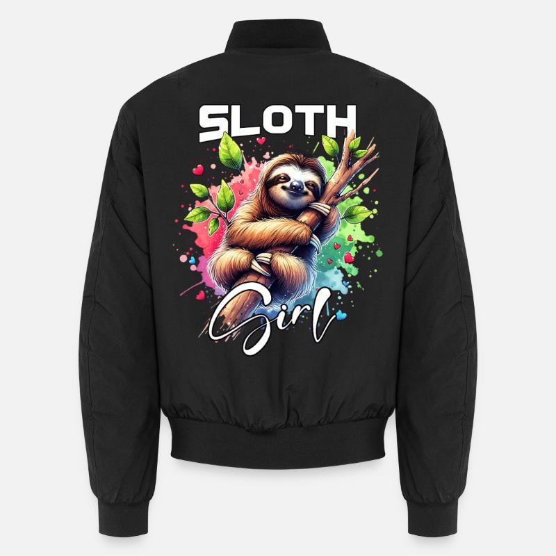 Sloth Mädchen Faultier - Unisex Bomberjacke - Schwarz