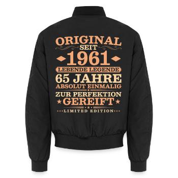 1961 Jahrgang 65 Jahre Absolut Einmalig - Unisex Bomberjacke - Schwarz - Hinten - AI Model Male 185 light (185cm)