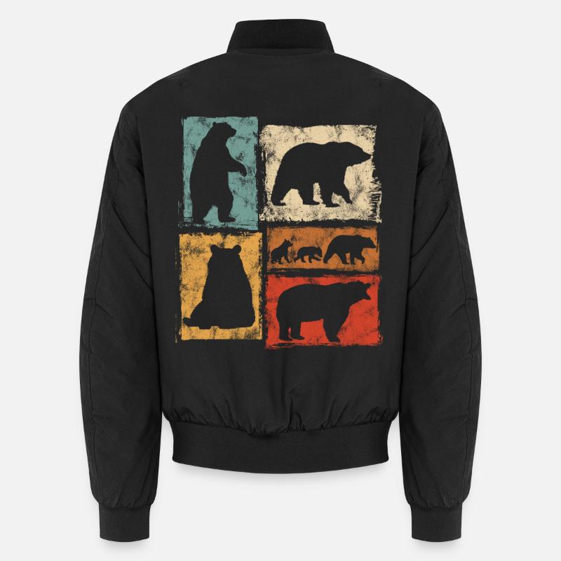 Bears Perspectives Imprimé rétro animalier - Bomber unisexe - noir