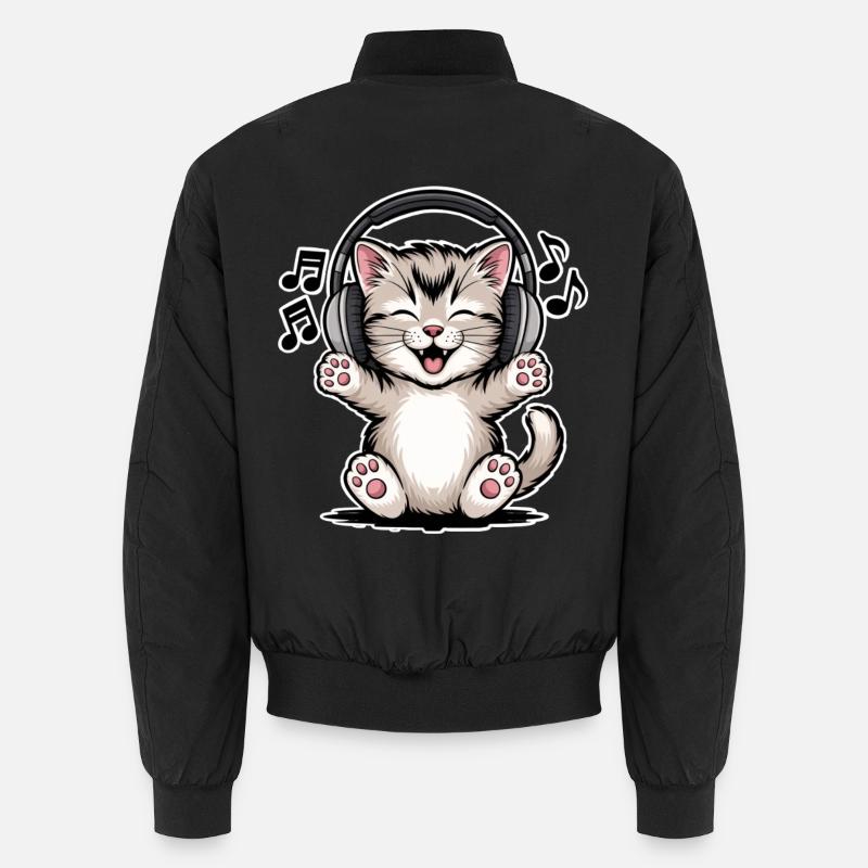 Katze Musik - Unisex Bomberjacke - Schwarz
