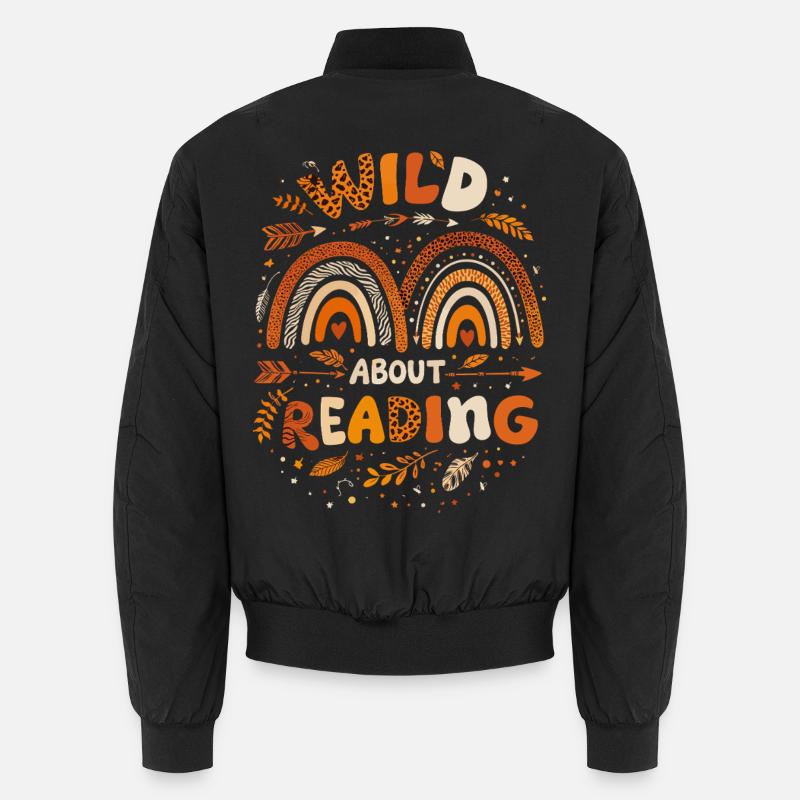 Reading Passion – Rainbow Bohemian & Leopard - Unisex Bomberjacke - Schwarz