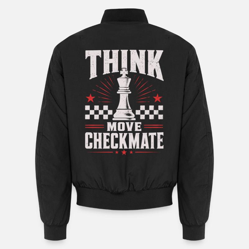 Chess Checkmate Think Move Shirt - Unisex Bomber Jacket - black