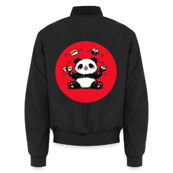 Kawaii Panda Sushi-Show - Unisex Bomberjacke - Schwarz - Hinten - AI Model Male 185 light (185cm)