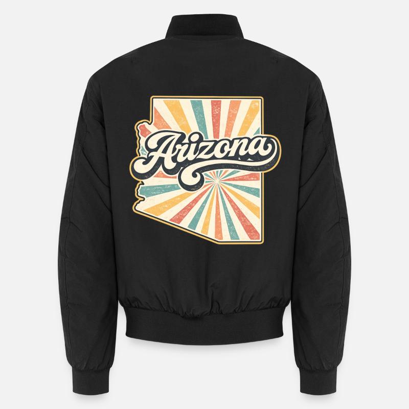 Arizona Retro Sunburst Script - Unisex Bomber Jacket - black