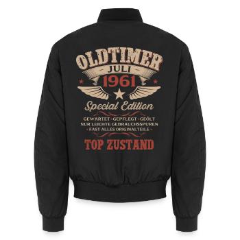 65. Geburtstag Geschenk Mann Oldtimer Juli 1961 - Unisex Bomberjacke - Schwarz - Hinten - AI Model Male 185 light (185cm)
