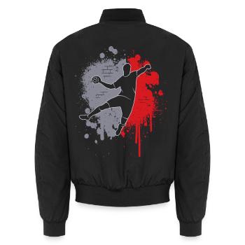 Joueurs de handball Touches de couleur Handball - Bomber unisexe - noir - Dos - AI Model Male 185 light (185cm)