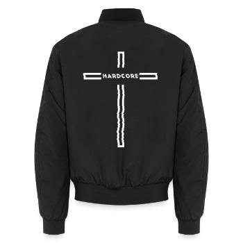 Musik, Techno, Hardcore, Uptempo, Gabber – Rave - Unisex Bomberjacke - Schwarz - Hinten - AI Model Male 185 light (185cm)