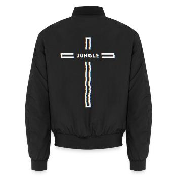 Jungle DnB Cross – Musik Drum and Bass Rave - Unisex Bomberjacke - Schwarz - Hinten - AI Model Male 185 light (185cm)