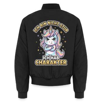 Ich bin nicht stur ich hab Charakter Einhorn - Unisex Bomberjacke - Schwarz - Hinten - AI Model Male 185 light (185cm)