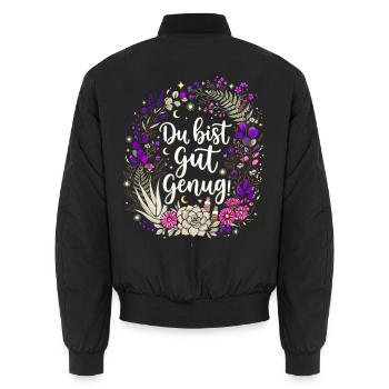 Du bist gut genug .Mystik Floral - Unisex Bomberjacke - Schwarz - Hinten - AI Model Male 185 light (185cm)