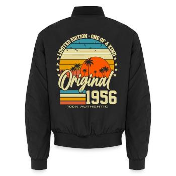 70th Birthday 70 Years 1956 Born - Unisex Bomber Jacket - black - Back - AI Model Male 185 light (185cm)