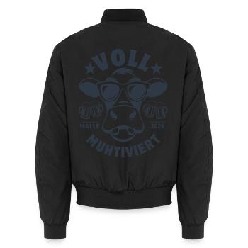 Malle 2026 - Voll muhtiviert - Urlaub & Saufen - Unisex Bomberjacke - Schwarz - Hinten - AI Model Male 185 light (185cm)