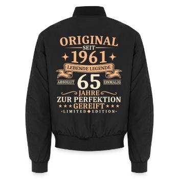 Geburtstag 65 Jahre Lebende Legende 1961 Jahrgang - Unisex Bomberjacke - Schwarz - Hinten - AI Model Male 185 light (185cm)