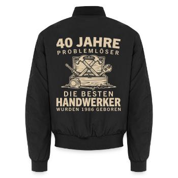 40 Jahre Problemlöser Handwerker 1986 Geburtstag - Unisex Bomberjacke - Schwarz - Hinten - AI Model Male 185 light (185cm)
