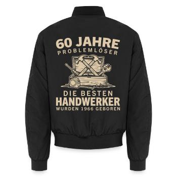 60 Jahre Problemlöser Handwerker 1966 Geburtstag - Unisex Bomberjacke - Schwarz - Hinten - AI Model Male 185 light (185cm)