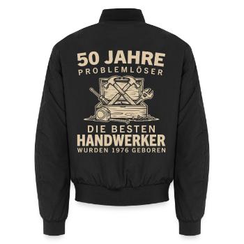 50 Jahre Problemlöser Handwerker 1976 Geburtstag - Unisex Bomberjacke - Schwarz - Hinten - AI Model Male 185 light (185cm)