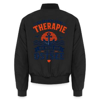Ich brauche keine Therapie ich muss an die Ostsee - Unisex Bomberjacke - Schwarz - Hinten - AI Model Male 185 light (185cm)