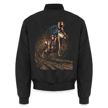 USA Motocross Dirt Bike Rider - Unisex Bomber Jacket - black - Back - AI Model Male 185 light (185cm)