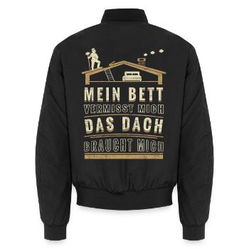 Schornsteinfeger – Mein Bett vermisst mich. Das Da - Unisex Bomberjacke - Schwarz - Hinten - AI Model Male 185 light (185cm)