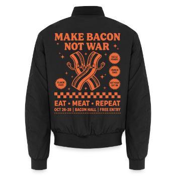 Breakfast Bacon Lovers Funny Brunch Coffee Food - Unisex Bomber Jacket - black - Back - AI Model Male 185 light (185cm)