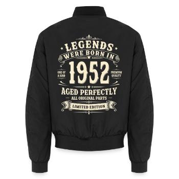 Cadeau pour le 74e anniversaire Homme 1952 Vintage Rétro - Bomber unisexe - noir - Dos - AI Model Male 185 light (185cm)