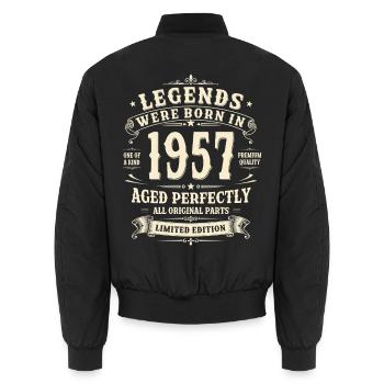 Cadeau pour son 69e anniversaire 1957 Homme Vintage Rétro - Bomber unisexe - noir - Dos - AI Model Male 185 light (185cm)