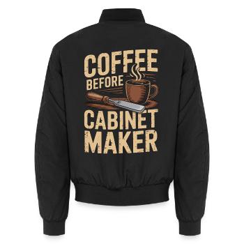 Cabinet Maker Coffee Cabinet Expert Coffee Lover - Unisex Bomber Jacket - black - Back - AI Model Male 185 light (185cm)