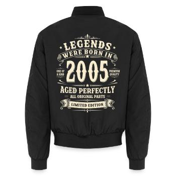 21st Birthday Gift 2005 Man Vintage Retro - Unisex Bomber Jacket - black - Back - AI Model Male 185 light (185cm)