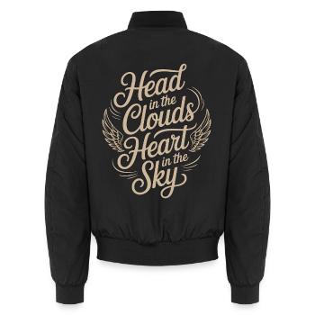 Private Pilot Head In The Clouds Loves Aviation - Unisex Bomber Jacket - black - Back - AI Model Male 185 light (185cm)