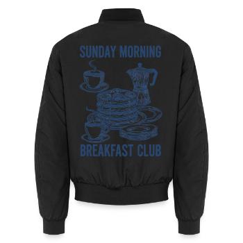 Breakfast Brunch Coffee Sunday Morning Breakfast - Unisex Bomber Jacket - black - Back - AI Model Male 185 light (185cm)