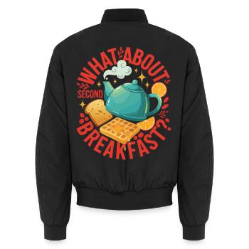 Frühstück Wie wäre es mit zweitem Frühstücksbrunch - Unisex Bomberjacke - Schwarz - Hinten - AI Model Male 185 light (185cm)