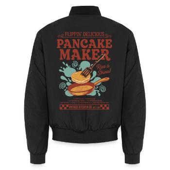 Machine à pancakes pour le petit-déjeuner Flippin Delicious Rise et - Bomber unisexe - noir - Dos - AI Model Male 185 light (185cm)