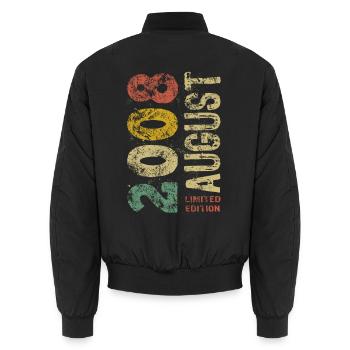 Limited Edition August 2008 Geburtstag Geschenk - Unisex Bomberjacke - Schwarz - Hinten - AI Model Male 185 light (185cm)