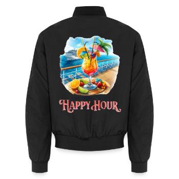 Cruising Into Happy Hour - Unisex Bomber Jacket - black - Back - AI Model Male 185 light (185cm)