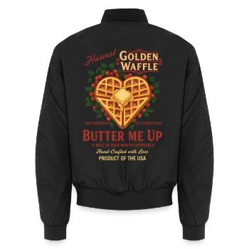 Breakfast Funny Brunch Coffee Peanut Butter - Unisex Bomber Jacket - black - Back - AI Model Male 185 light (185cm)