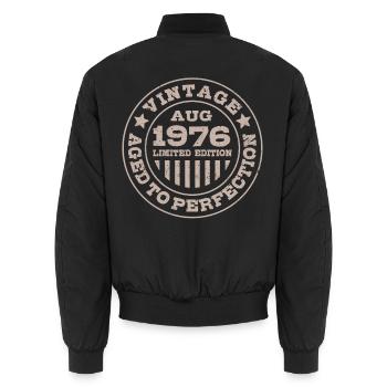 Vintage août 1976 Édition limitée Circle - Bomber unisexe - noir - Dos - AI Model Male 185 light (185cm)