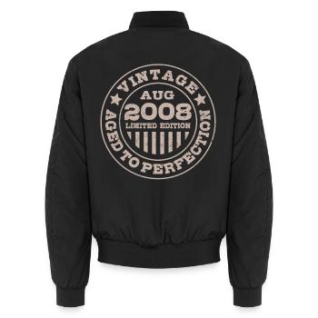 Vintage August 2008 Limited Edition Circle - Unisex Bomberjacke - Schwarz - Hinten - AI Model Male 185 light (185cm)