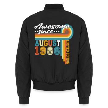 August 1986 Vintage Geburtstag Geschenk Retro - Unisex Bomberjacke - Schwarz - Hinten - AI Model Male 185 light (185cm)