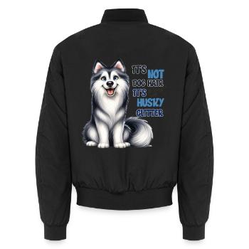 Husky Paillettes Husky Drôle Husky Dog Lover Design Merch - Bomber unisexe - noir - Dos - AI Model Male 185 light (185cm)