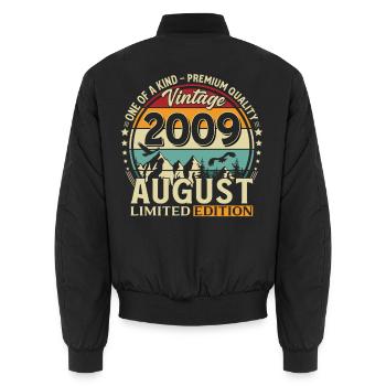 17. Geburtstag Geschenk Mann Original 2009 August - Unisex Bomberjacke - Schwarz - Hinten - AI Model Male 185 light (185cm)