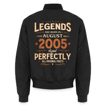 21. Geburtstag Geschenk Mann Legende August 2005 - Unisex Bomberjacke - Schwarz - Hinten - AI Model Male 185 light (185cm)
