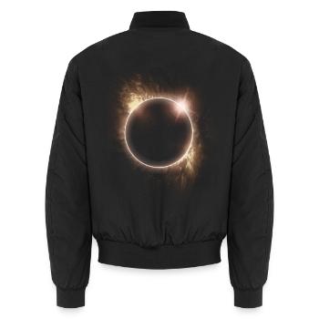 Fire Circle Solar Eclipse - Unisex Bomber Jacket - black - Back - AI Model Male 185 light (185cm)