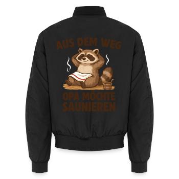 Sauna Opa möchte Saunieren - Unisex Bomberjacke - Schwarz - Hinten - AI Model Male 185 light (185cm)