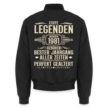 Jahrgang 1981 Geburtstag Absolut Einmalig - Unisex Bomberjacke - Schwarz - Hinten - AI Model Male 185 light (185cm)