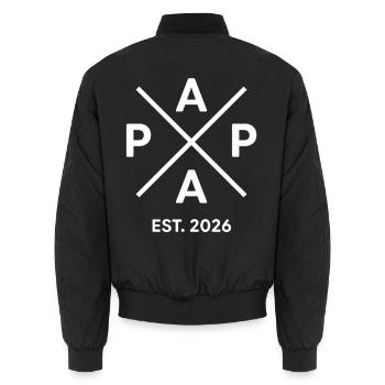 Papa Fondé en 2026 | Père | Cadeau de la fête des pères - Bomber unisexe - noir - Dos - AI Model Male 185 light (185cm)